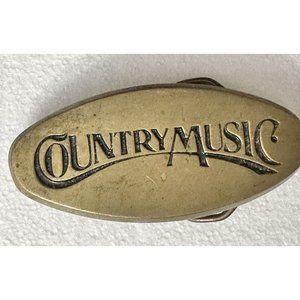VINTAGE 1970s **COUNTRY MUSIC** SOLID BRASS BELT BUCKLE